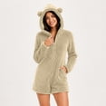 thumbnail image 5 of Miqool Unisex Warm Fuzzy Hooded Romper Short Onesie Playsuit Jumpsuit Zip Up Bear Long Sleeve Plush Loungewear Sleepwear S-5XL, 5 of 8