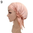 thumbnail image 2 of Solid Color Women Sleeping Hat Adjustable Night Cap Satin Silk Wrap Hair Care, 2 of 10