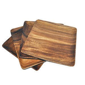 Wooden plate set of six 9,5 " long medieval serving plate  beech wood tray 