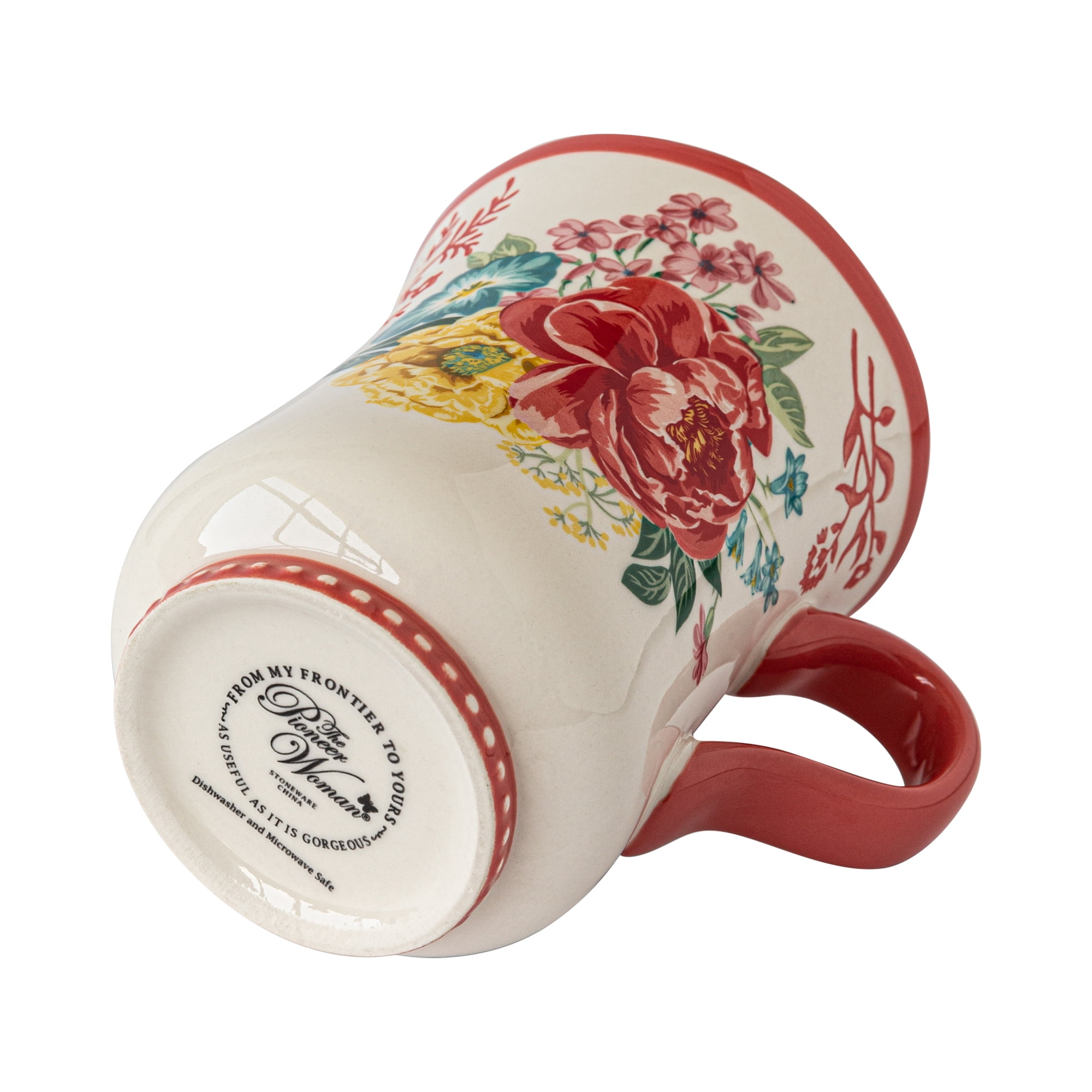(2 pack) The Pioneer Woman Fancy Flourish 18 Fluid Ounce Stoneware Mug, Pink