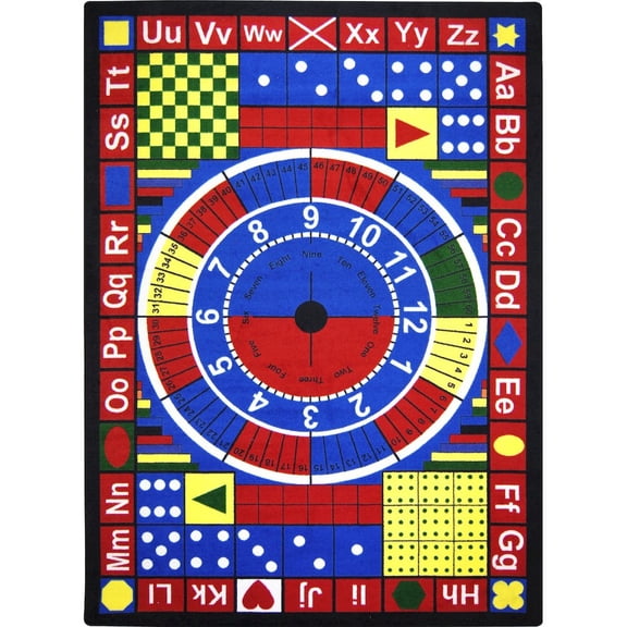 Joy Carpets Kid Essentials Teach-A-Tot 5'4" x 7'8" Area Rug in Color Multi