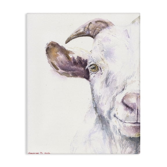 Stupell Industries Rustic Lodge Large Goat Head Animal Watercolor Canvas Art, 16 x 20, by George Dyachenko