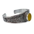 thumbnail image 4 of Tibetan Silver Amber Gemstone Cuff Bracelet – 925 Sterling Silver Handmade Boho Fashion Jewelry for Men & Women, 4 of 7