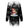 thumbnail image 5 of Wyzesi Robes Maxi pour Femmes Invitées de Mariage Robe Chandail Imprimée de Noël pour Femmes Col Rond Manches Longues Ample Sans Capuche Robe Décontractée Robes Roses pour Femmes, 5 of 5