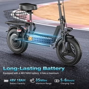 1000W Peak Motor Electric Scooter for Adults, 25MPH Top Speed, 35 Miles Max Range, 48V 15Ah Battery, E Scooter with Seat, Dual Suspension, 14 Foldable E-Scooter with Rear Box for Cargo