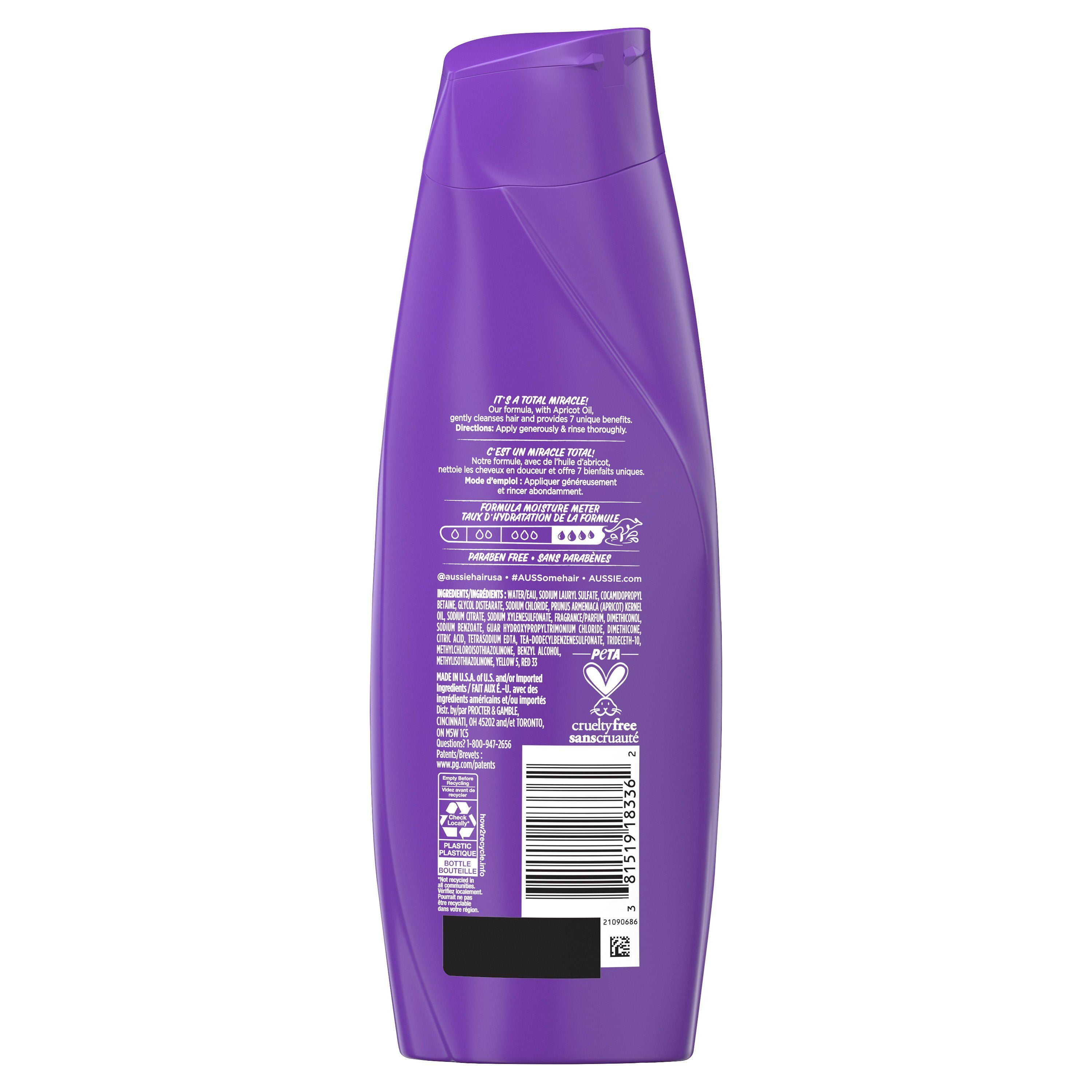 Aussie Paraben-Free Total Miracle Shampoo w/ Apricot & Macadamia For Hair Damage