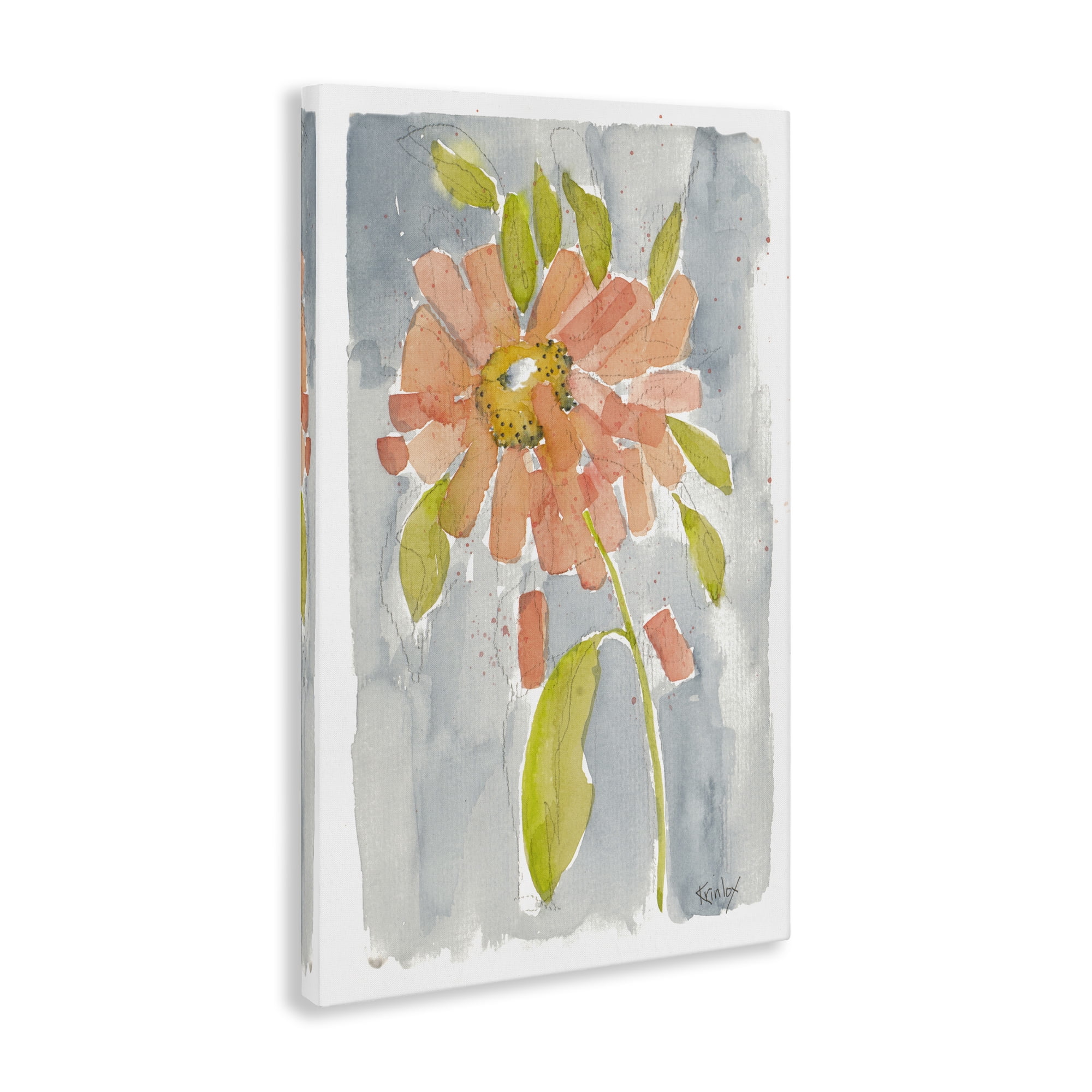 Stupell Industries Abstract Peach Dahlia Botanical & Floral Painting Gallery Wrapped Canvas Art Print Wall Art, 20 x 30