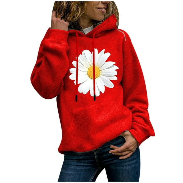 Qertyioot Hiver Automne Femmes Pull à Manches Longues Imprimé Sweatshirt