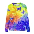 thumbnail image 4 of WAGUTH Women's Tie Dye Crew Neck Long Sleeve T-Shirts Casual Colorful Print Pullover Tops for Daily Streetwear Spring Fall Wear,3XL, 4 of 5