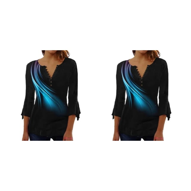 Sonducket Tops de manga 3/4, camiseta oscilante, túnica de verano, plisada de larga duración, a la moda Type14 NO14