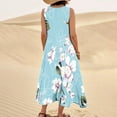 thumbnail image 6 of Dndkilg Elegant Dresses for Women formal Boho Cotton Linen Women's Maxi Dress Flowy Tank Womens Long Dresses Sleeveless Floral Sundresses Over 50 with Pockets Light Blue S, 6 of 8