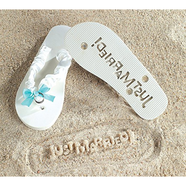 Fun Express "Just Married" Flip Flops, Women's Size 7/8, Honeymoon