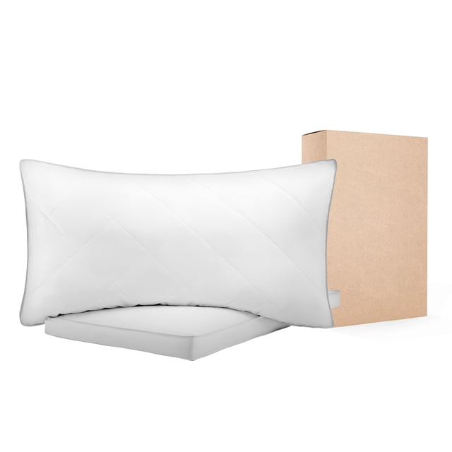 Almohadas de cama VEVOR, paquete de 2, tamaño queen, suaves y esponjosas, de plumón de ganso, para dormir.
