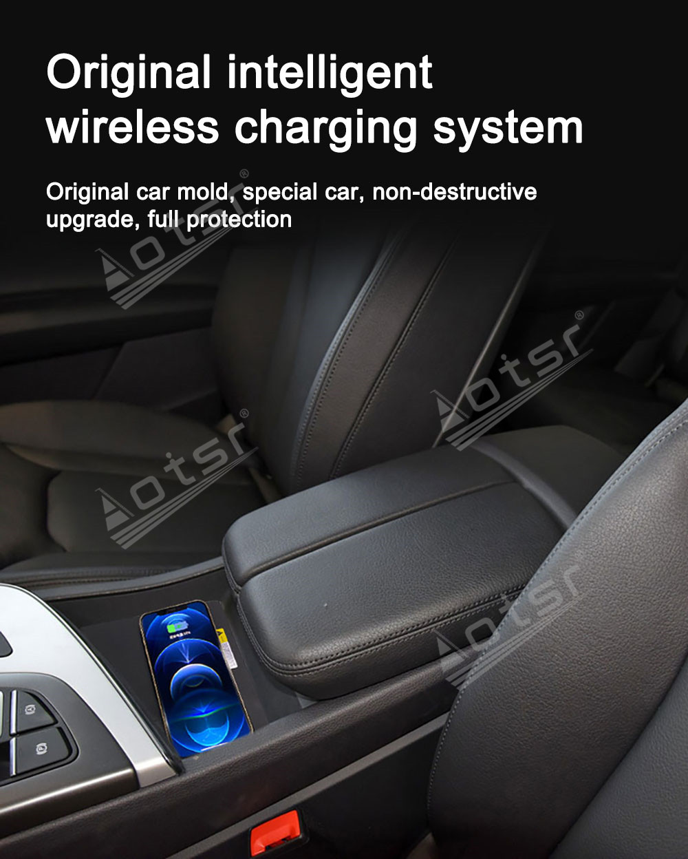 Aotsr AI car Auto wireless charger for Audi Q7 2017-2019 Intelligent Infrared Fast Wireless Charging