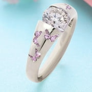 NAIERHG Ring Butterfly Pattern Jewelry Accessories Alloy Cubic Zirconia Finger Band for Women
