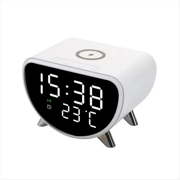 Despertador Multifunción con Alarma y Temperatura, Cargador Inalámbrico LED para Teléfono Móvil, Cargador Inalámbrico en .