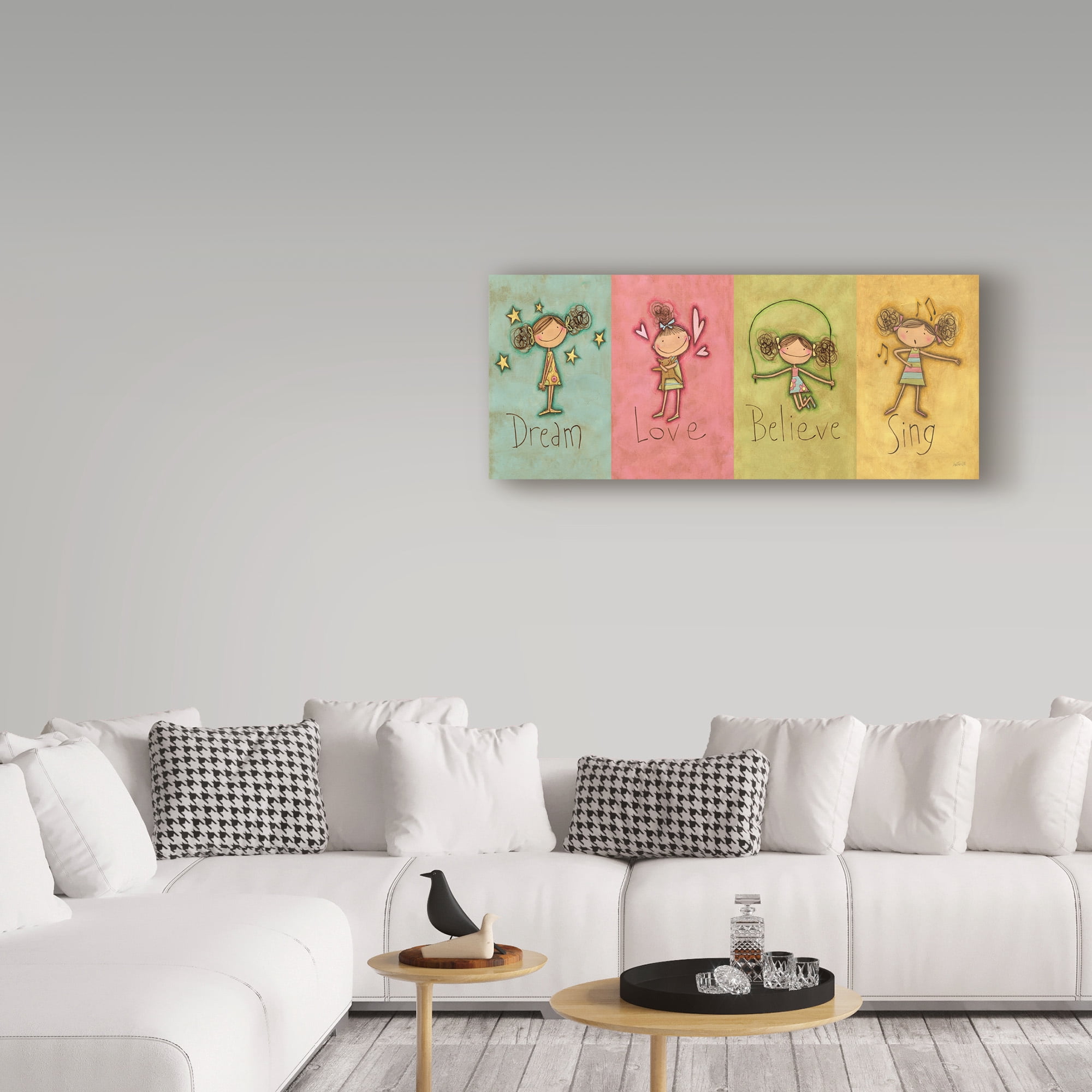 Trademark Fine Art 'Dream Love Believe Sing Panel v3' Canvas Art by Anne Tavoletti