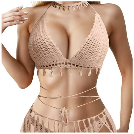 Afdoent Women Bikini Swim Top Women s Beach Vacation Hollowed Out Special Woven Bikini Swimsuit Top (Without Bra)Bathing Top 2025 Swimwear Swimwear 2025