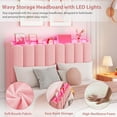 thumbnail image 4 of IdealHouse LED Full Size Bed Frame with Storage Headboard, Boucle Upholstered Platform Bed for Girls, 2 Drawers & Bookcase, No Box Spring Needed, Pink, 4 of 7