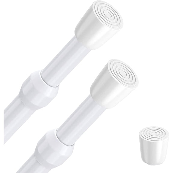 2 Pack Spring Tension Curtain Rod Adjustable 28-47 Inches Bedroom Curtains Rods Without Drilling,Kitchen Curtains Rods for Bathroom,Window,Home,0.9" Diameter,White