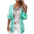 thumbnail image 2 of Tejiojio Jackets Clearance Women Casual Solid Knitting Splicing Contrasting Colors Cardigan Long Sleeve Sweaters Tops, 2 of 8