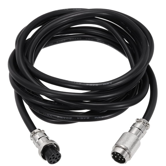 Uxcell 9.9ft GX16 9 Pin Cable Male to Female Head Aviation Cordset 22AWG, Black