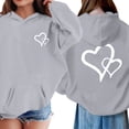 thumbnail image 4 of GiLiling Girls Preppy Heart Sweatshirt, Oversized Pullover Sweatshirt, Kids Fall Winter Long Sleeve Cute Print, Trendy Hoodie (Grey, 2-3 Years), 4 of 8