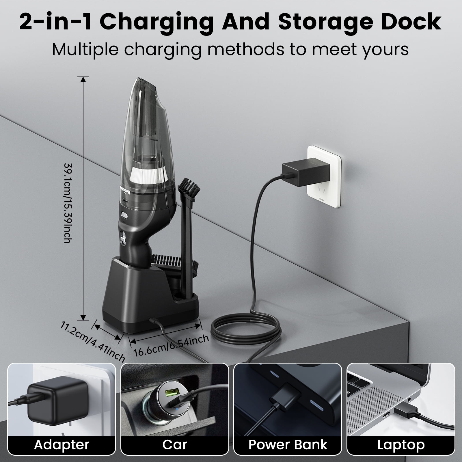 HOMEKANE Handheld Vacuum Cordless, with 2 in 1 Charging Stand，10000PA Hand Vacuum, Portable Lightweight for Home Car Pet, New