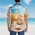 thumbnail image 3 of Lsque Beach Starfish Shell pattern Hawaiian Shirt for Men, Unisex Summer Beach Casual Short Sleeve Button Down Shirts-Medium, 3 of 9