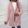 thumbnail image 4 of HAiming Women Fleece Jacket Open Front Hooded Cardigan Coat Winter Warm Casual Button down Long Sleeve Shacket Outwear, 4 of 9