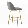 thumbnail image 2 of Grey Noise Fabric 26" Contemporary Fixed-Height Counter Stools with Gold Metal & Round Footrest by LumiSource - Set of 2, 2 of 5