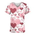 thumbnail image 4 of TIMIFIS Hauts de Sarrau pour Femmes Saint-Valentin Manches Courtes Col en V Hauts Uniforme Saint-Valentin Imprimé Poches Blouse Soins Infirmiers avec Poches pring s, 4 of 5