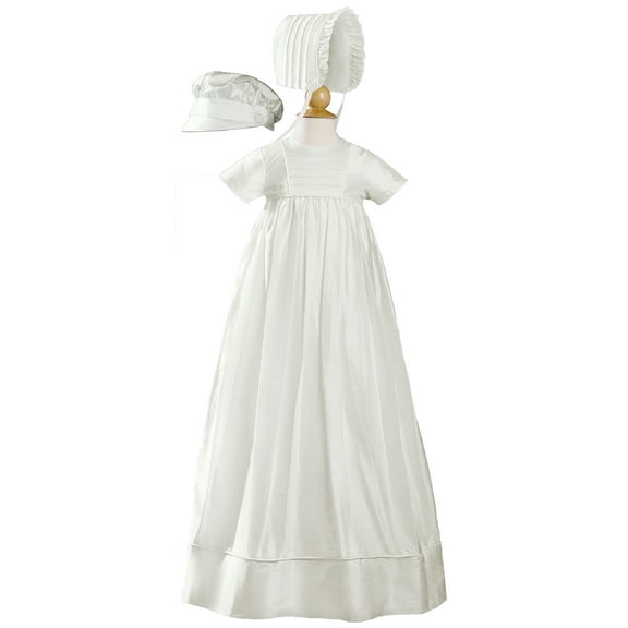 Unisex 34″ Short Sleeve Silk Dupioni Christening Baptism Family Heirloom Gown (Baby)