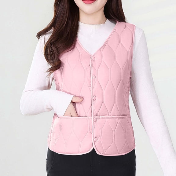 TaTaai Womens Lightweight Quilted Vest Long Sleeve Solid Color Thermal Slim Fit Puffer Vest for Winter Warmth Layering 1-Pack Gift