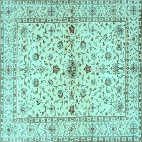 Ahgly Company Indoor Square Persian Light Blue Traditional Area Rugs, 5' Square