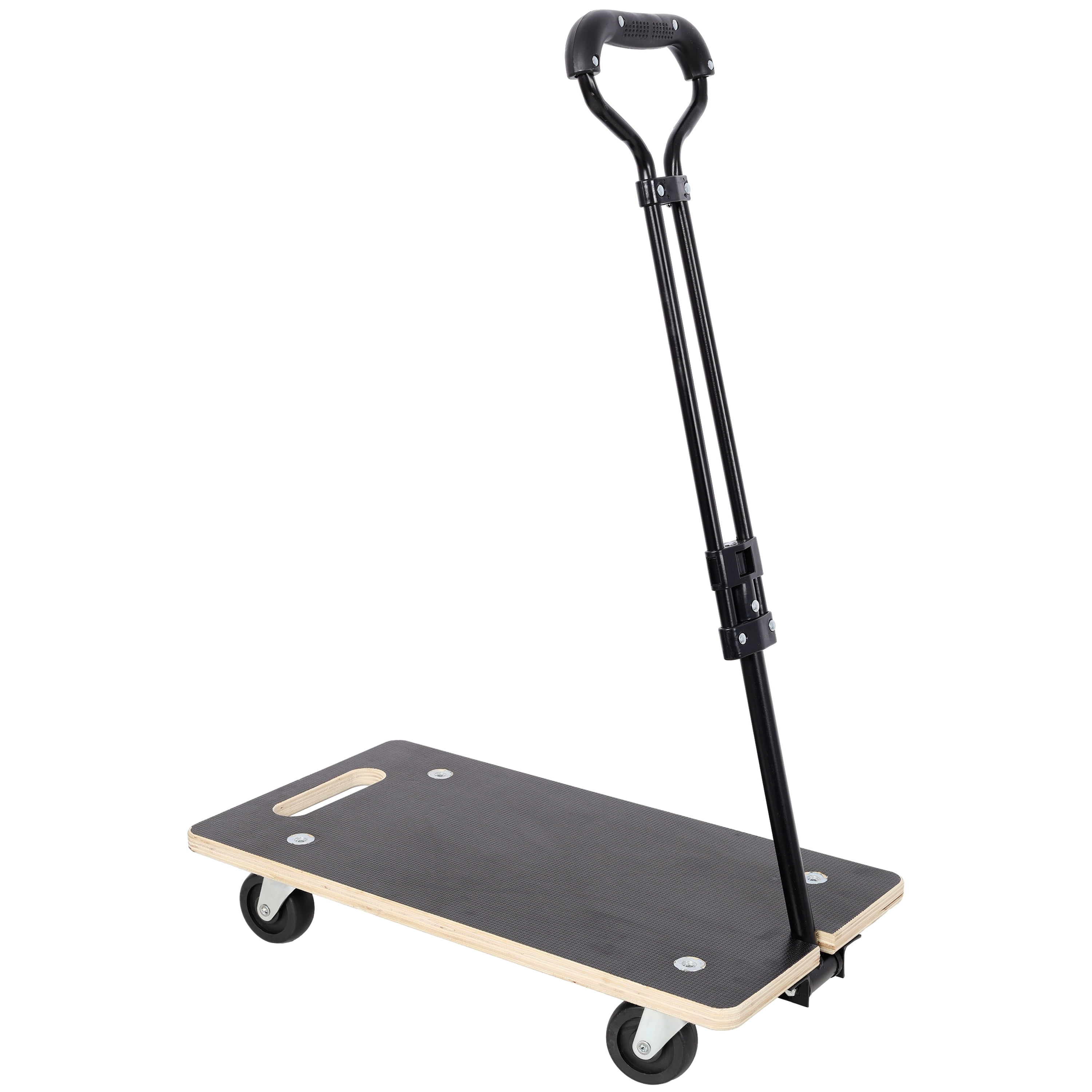 Heavy Duty Wooden Moving Dolly with Telescopic Handle, 440 LBS Capacity Furniture Transport Cart, Non-Slip Platform & 3 Inch Swivel PP Casters for Appliance Plant Moving