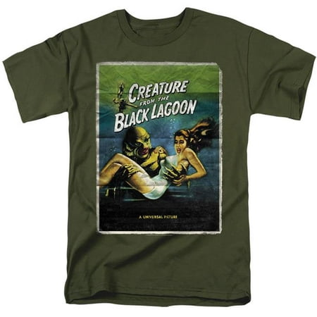 Trevco Sportswear UNI1262B-AT-1 Universal Monsters & Creature One Sheet-Short Sleeve Adult 18-1 T-Shirt, Military Green -