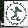 thumbnail image 3 of Ambesonne Mermaid Shower Curtain, Vintage Cartoon Fish, 69"Wx84"L, Black White, 3 of 4