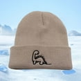 thumbnail image 2 of Boys Hat Winter Unisex Toddler Knitted Ear Warmer Hat Dinosaur Cartoon Design Soft Yarn Cap Cozy Cold Weather Headwear for Boys and Girls Kids Toddler Hat Beige 1 Years-5 Years, 2 of 3