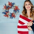 thumbnail image 4 of 4th of July Patriotic Wreaths, 17.71 Inch Red White Blue Patriotic Heather Wreath, Artificial Blossom Wreath for Memorial Day, Independence Day, Front Door Wreath, Farmhouse Outdoor Decor, 4 of 7
