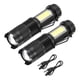 thumbnail image 1 of Linterna LED escalable Uxcell con linterna lateral, luz blanca, recarga USB, negro 2Set, 1 of 6