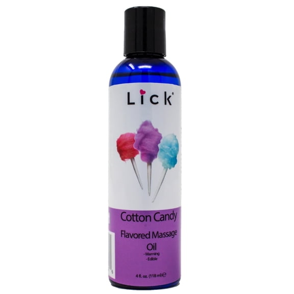 Lick Cotton Candy Flavored Body Massage Oil – Fun, Sweet-Scented Skin Oil – 4 fl oz