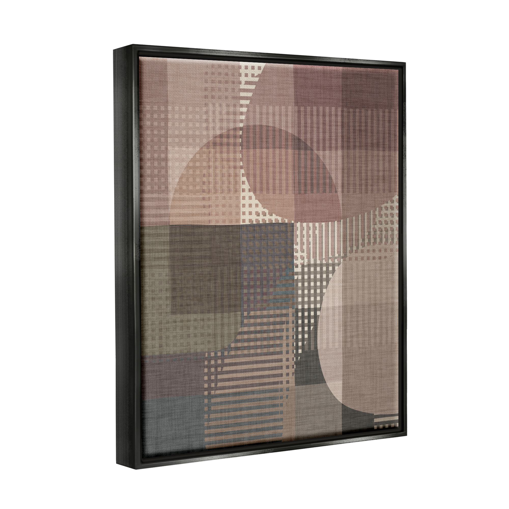 Stupell Industries Patterned Earth Tone Shapes Abstract Painting Black Floater Framed Canvas Art Print Wall Art, 17 x 21