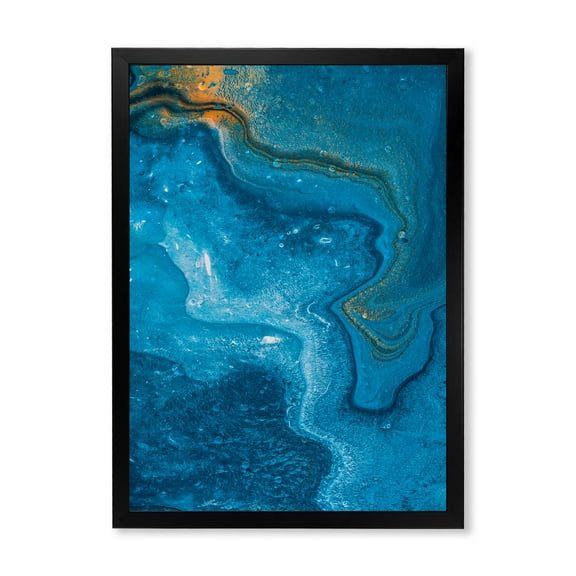 Designart 'Abstract Blue Marble Composition II' Modern Framed Art Print