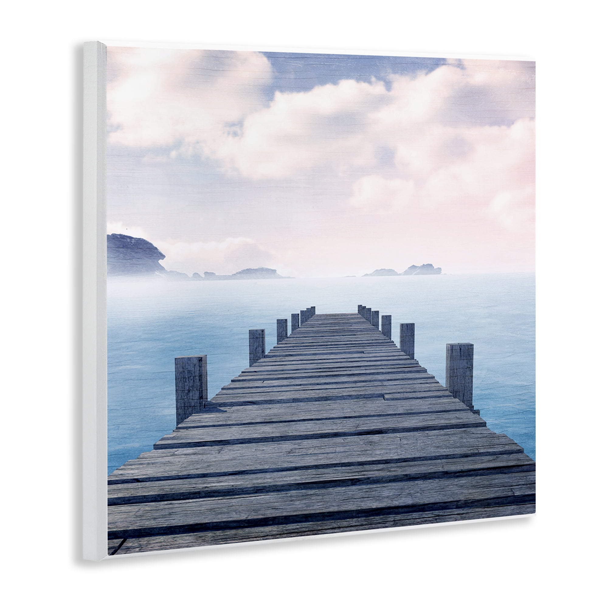Stupell Industries Clouds over Sea Dock Nautical & Beach Painting Unframed Art Print Wall Art, 12 x 12