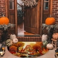 thumbnail image 2 of Btomtd 24"x16" Thanksgiving Semicircle Doormat with Maple Leaf and Pumpkin, Festive Porch Entrance Floor Mat, Holiday Fall Decor Carpet for Front Door, Halloween Area Rug, D, 2 of 6