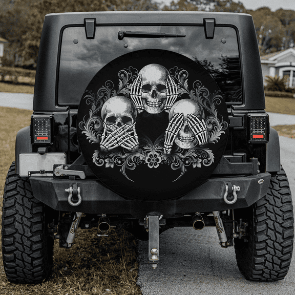 Lotusprinthandmade Funny Skulls Halloween Spare Tire Cover Without Backup Camera Hole