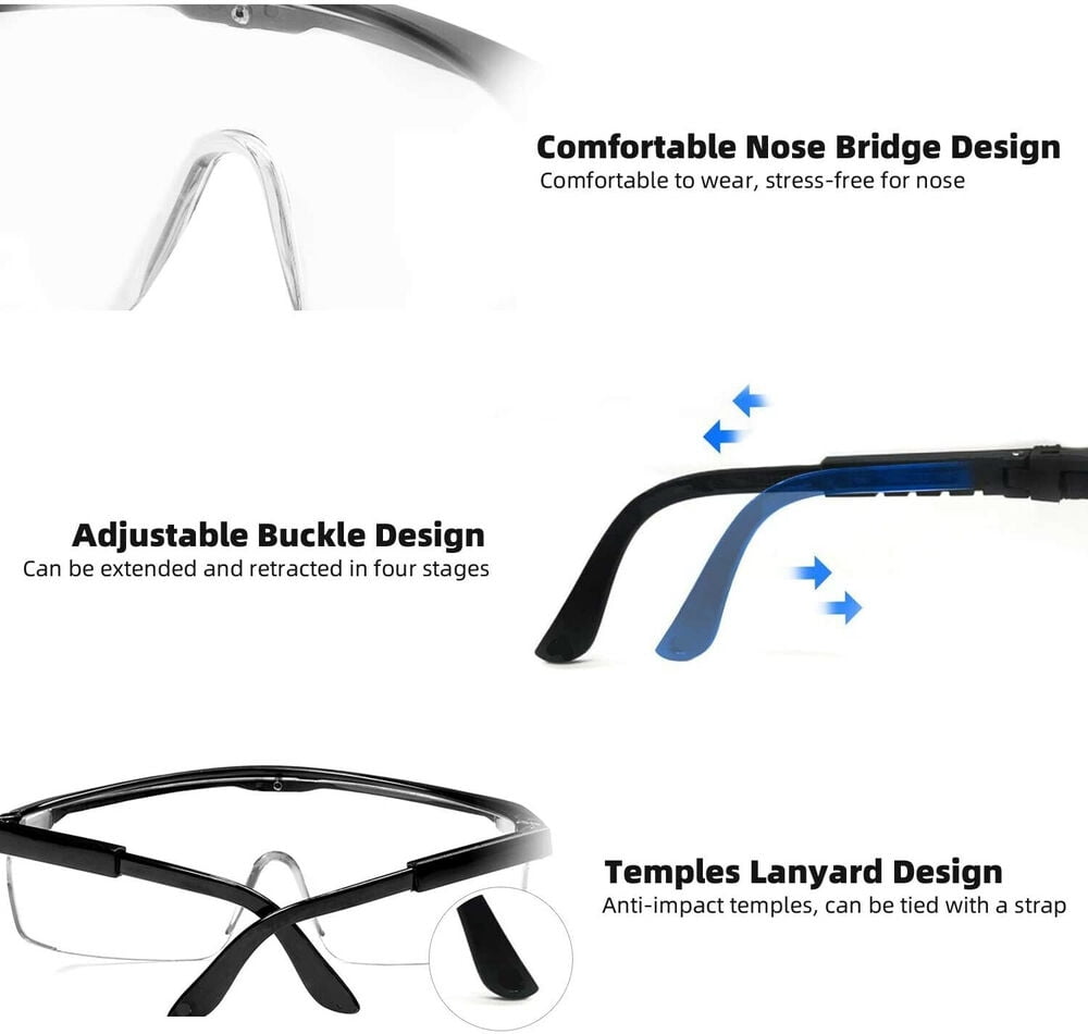 4 pcs Safety Goggles Glasses Anti Fog Lens Clear Chemical Work Lab Protective