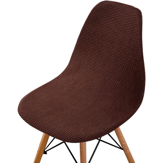 Corduroy Scandinavian Dining Room Chair Covers, Armless Chair Slipcovers Shell Chairs Covers Removable Washable for Kitchen, Bedroom, Living Room (Coffee Brown,2 PCS)