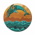 thumbnail image 1 of Oriental Mouse Pad for Computers, Dolphin Sea and Sun with Ornamental Motifs and Details Composition Art, Round Non-Slip Thick Rubber Modern Mousepad, 8" Round, Dark Teal Multicolor, by Ambesonne, 1 of 2